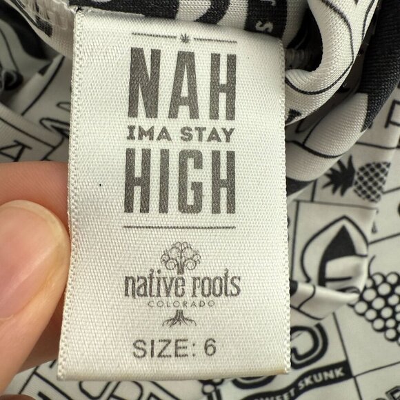 Native Roots Cannabis Strains Graphic Full-Length Leggings Sz 6 Hippie Festival - Picture 4 of 5